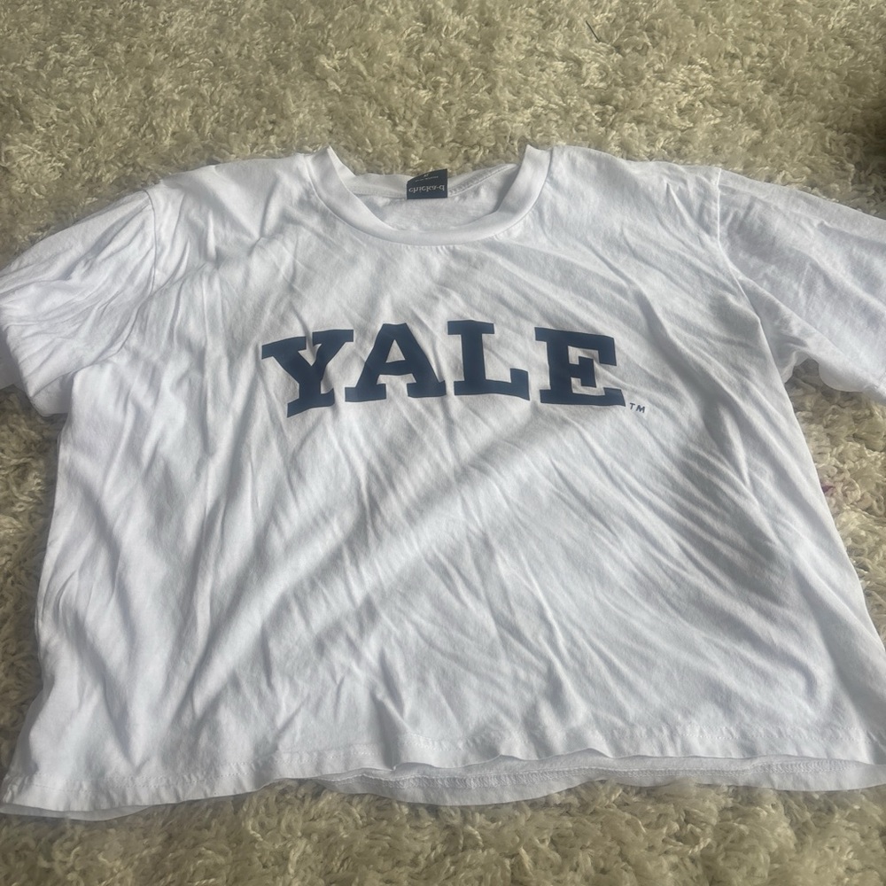 Amazon White Crop Top with Blue Print